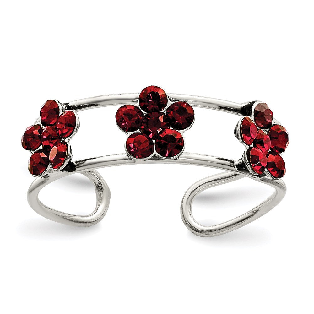 Sterling Silver StelluxT Crystal Floral Toe Ring, 5 mm