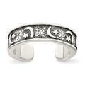 Sterling Silver Antiqued Moon & Star Toe Ring, 5 mm