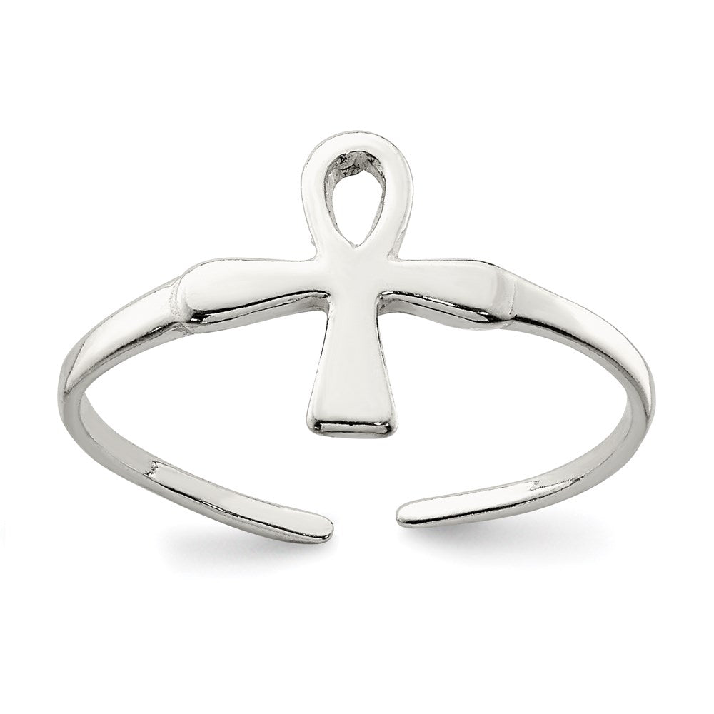 Sterling Silver Ankh (Egyptian Cross) Toe Ring, 1 mm