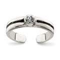 Sterling Silver CZ Antiqued Toe Ring, 4 mm