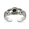 Sterling Silver Antiqued black CZ Toe Ring, 4 mm