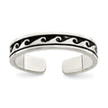 Sterling Silver Antiqued Adjustable Toe Ring, 4 mm