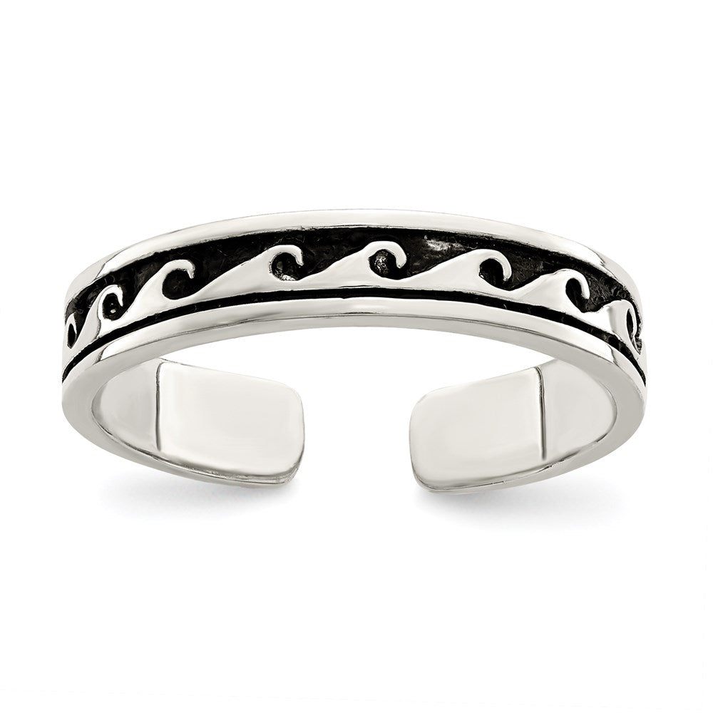 Sterling Silver Antiqued Adjustable Toe Ring, 4 mm