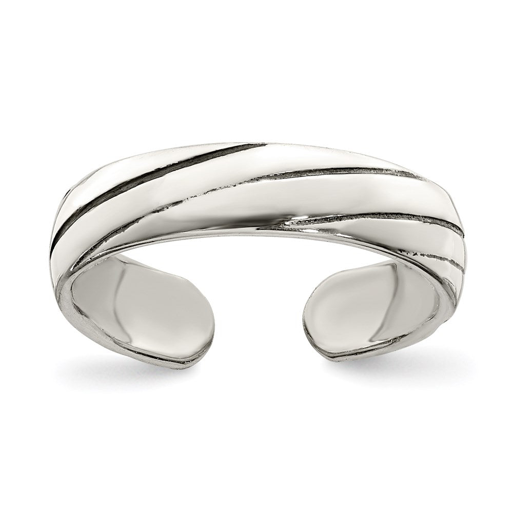 Sterling Silver Antiqued Toe Ring, 4 mm