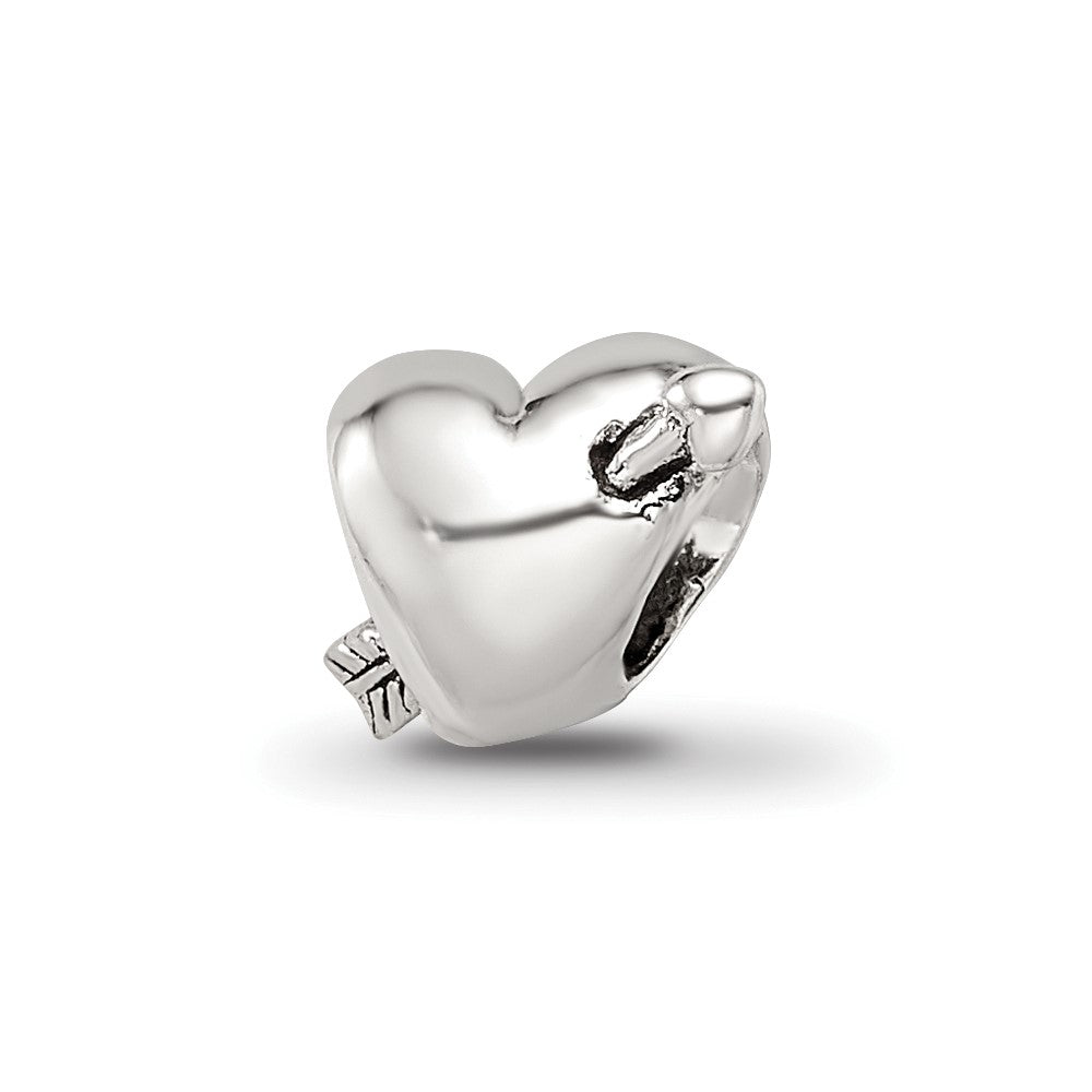 Sterling Silver Reflections Kids Heart with Arrow Bead, 6.36 x 6.36 mm