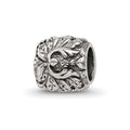 Sterling Silver Reflections Floral and Leaves Bead, 7.27 x 6.36 mm