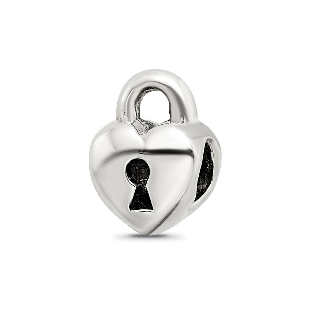 Sterling Silver Reflections Kids Heart Lock Bead, 9.09 x 6.36 mm