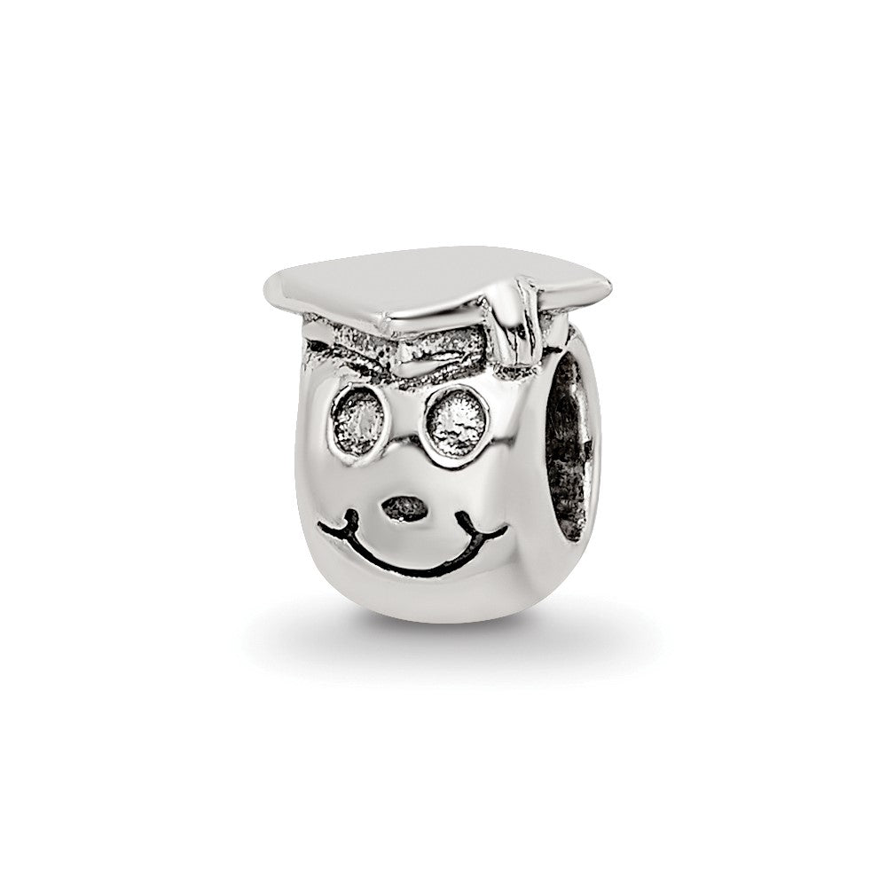 Sterling Silver Reflections Kids Happy Graduate Bead, 7.27 x 6.36 mm