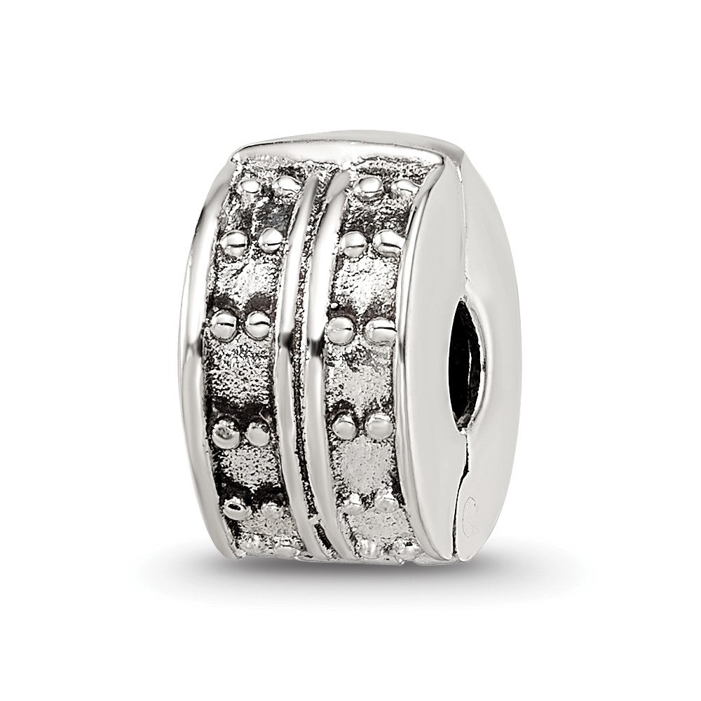 Sterling Silver Reflections Hinged Dotted Clip Bead, 11.82 x 6.36 mm