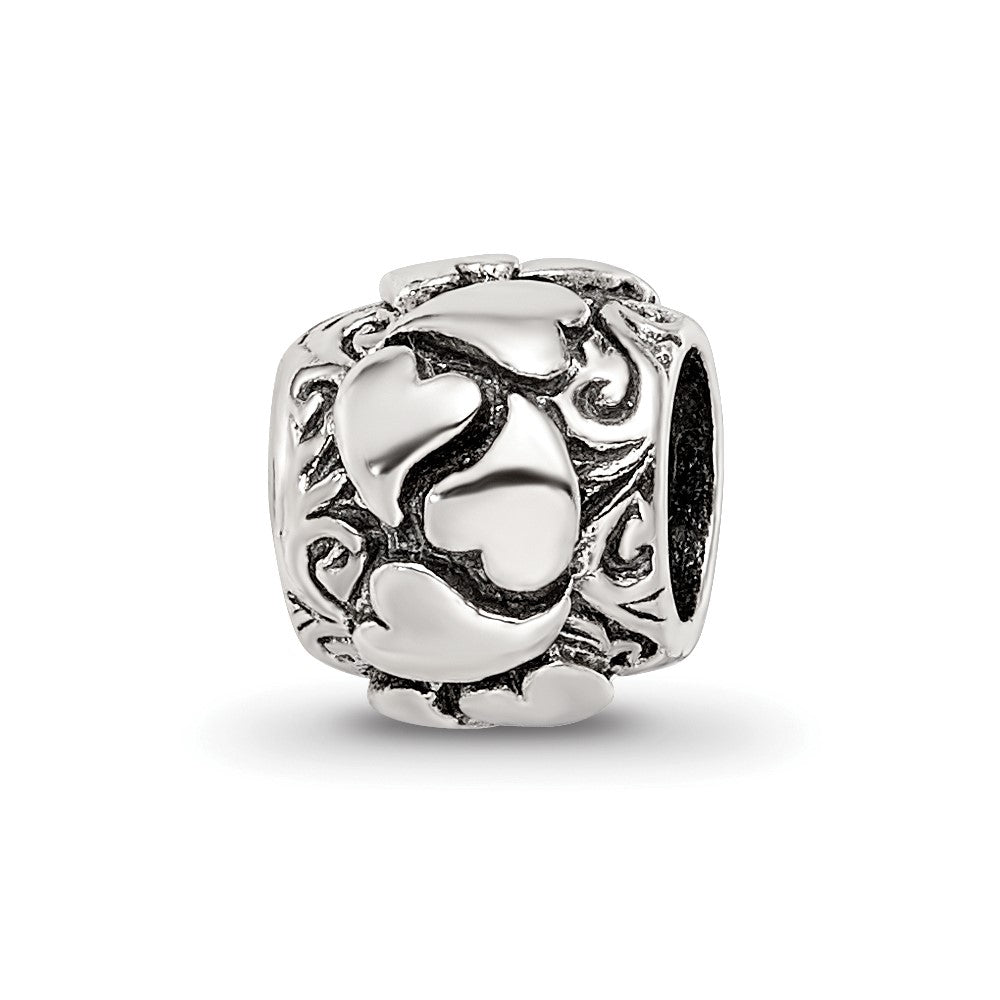 Sterling Silver Reflections Hearts Bead, 8.18 x 6.36 mm