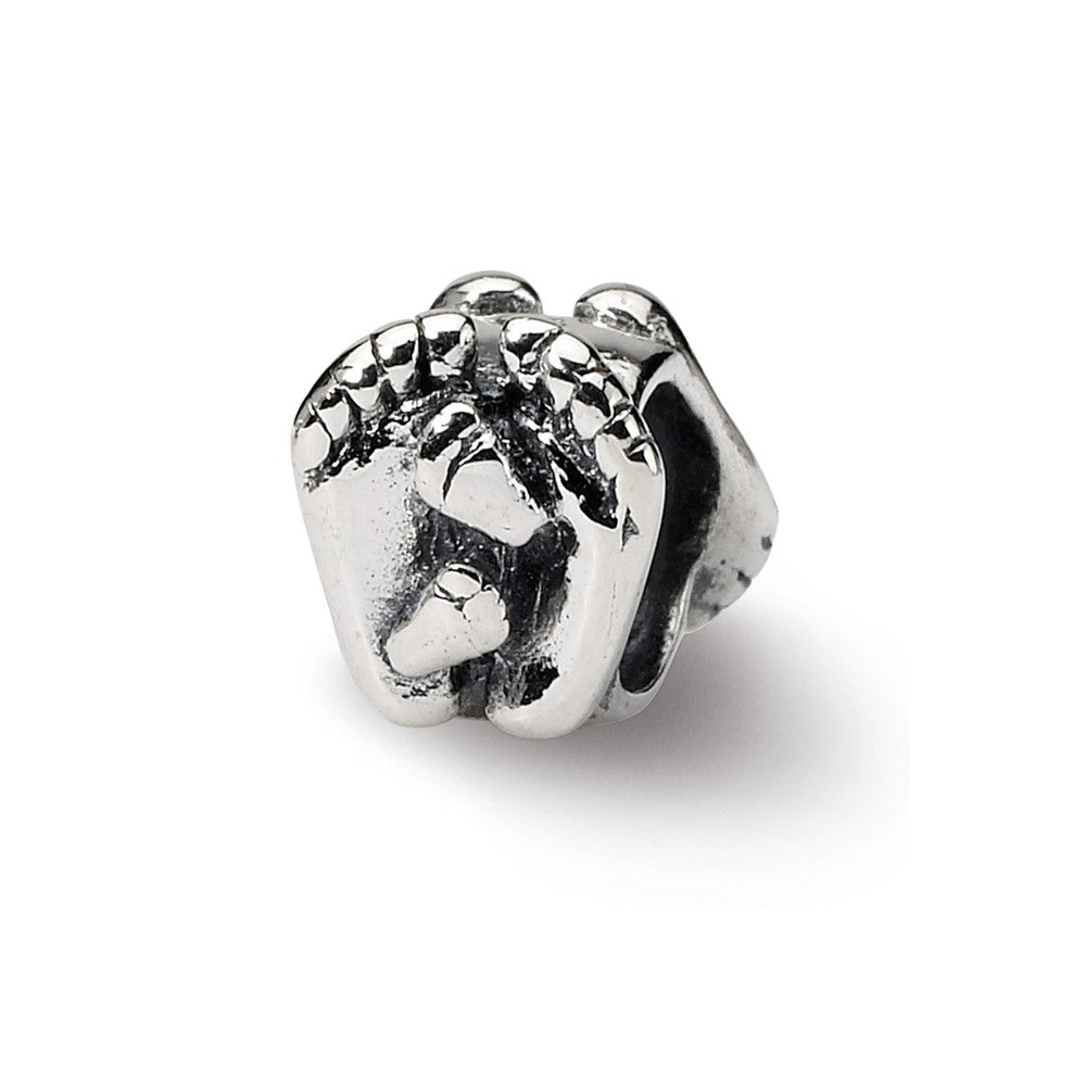 Sterling Silver Reflections Big & Little Feet Bead, 7.27 x 7.27 mm