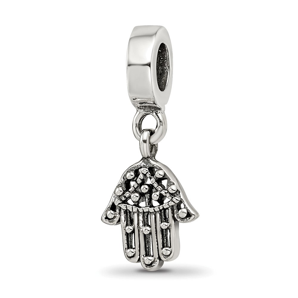 Sterling Silver Reflections Hamsa/Chamseh Dangle Bead, 24.55 x 10 mm