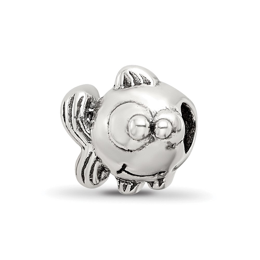 Sterling Silver Reflections Kids Fish Bead, 8.18 x 8.18 mm