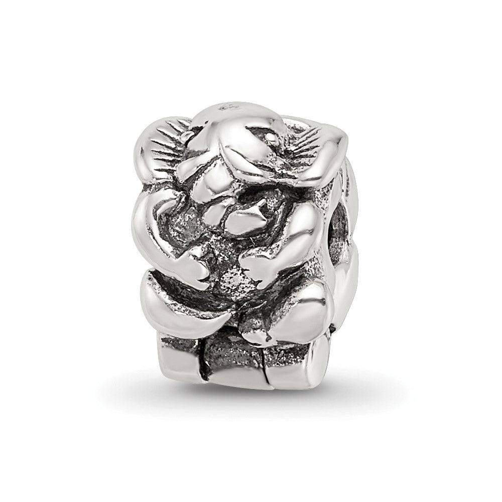 Sterling Silver Reflections Kids Elephant Clip Bead, 8.18 x 7.27 mm