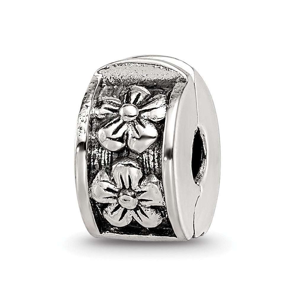 Sterling Silver Reflections Hinged Floral Clip Bead, 11.82 x 6.36 mm, 2.61 g