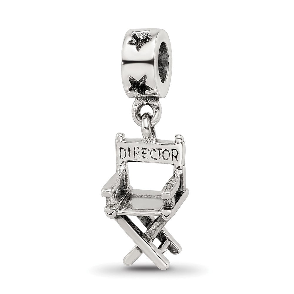 Sterling Silver Reflections Directors Chair Dangle Bead, 28.18 x 15.45 mm