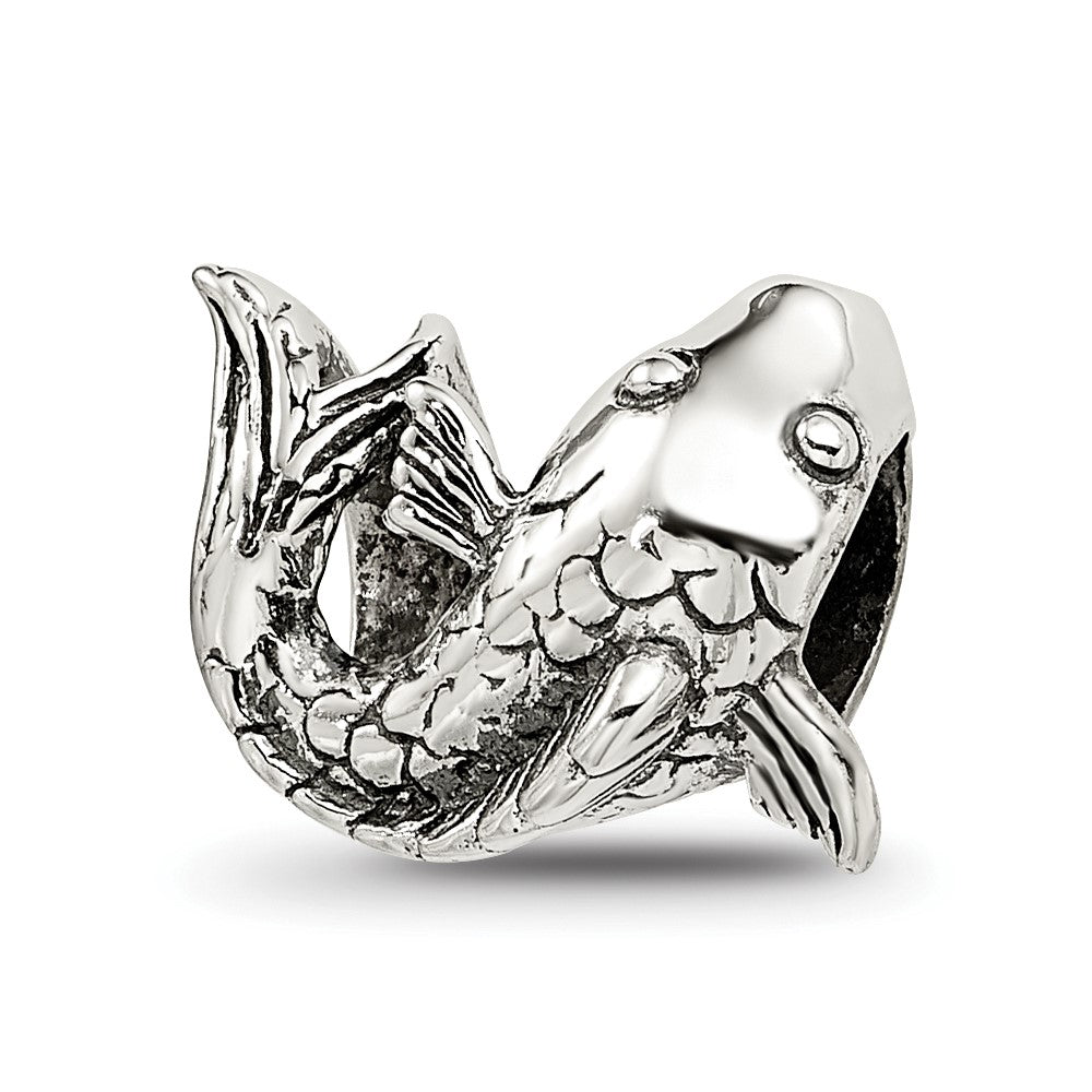 Sterling Silver Reflections Fish Bead, 10.91 x 12.73 mm