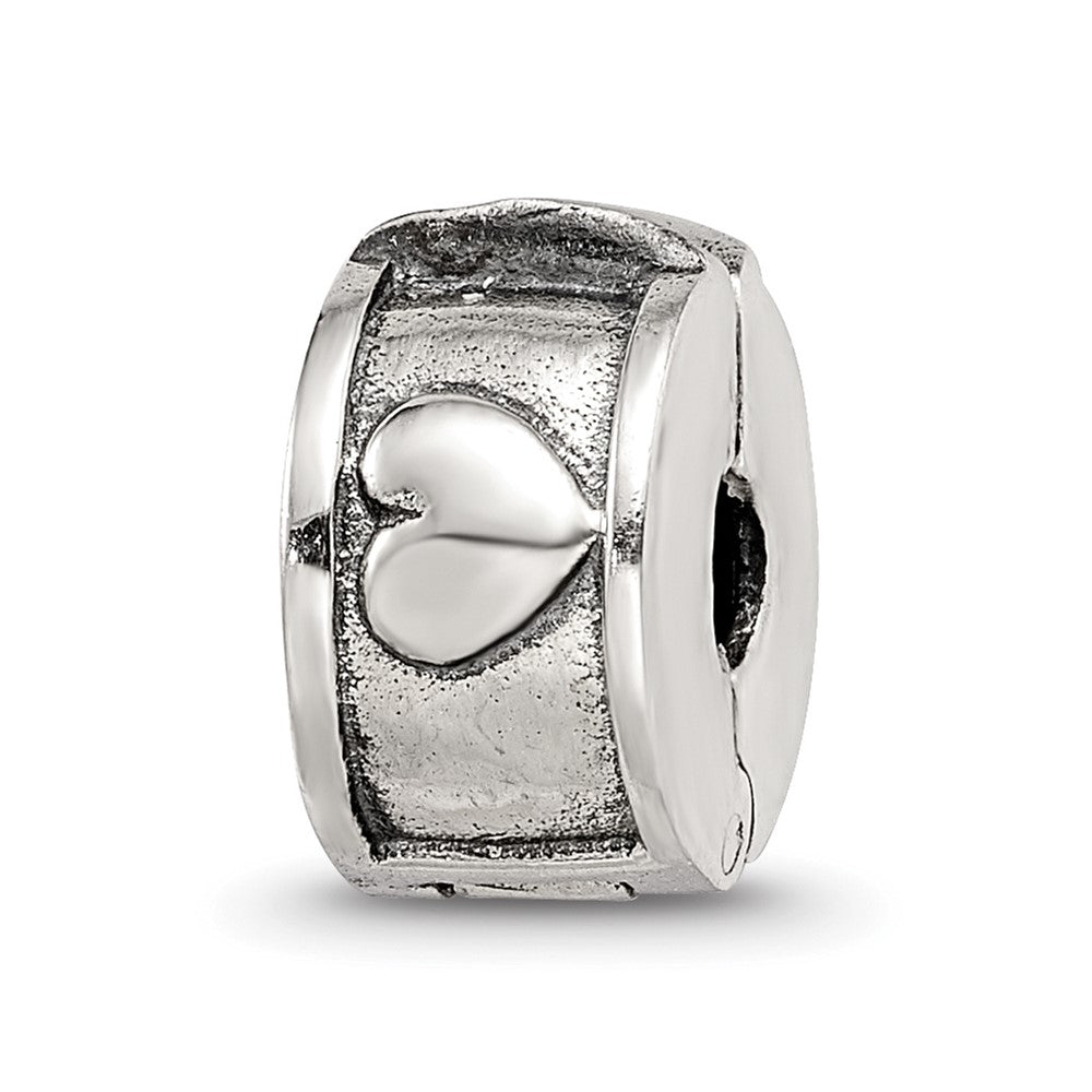Sterling Silver Reflections Hinged Heart Clip Bead, 11.82 x 5.45 mm