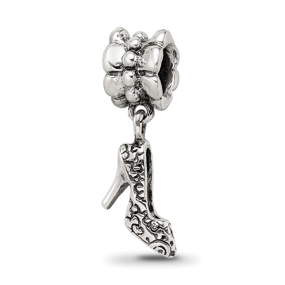 Sterling Silver Reflections High Heel Shoe Dangle Bead, 26.36 x 6.36 mm