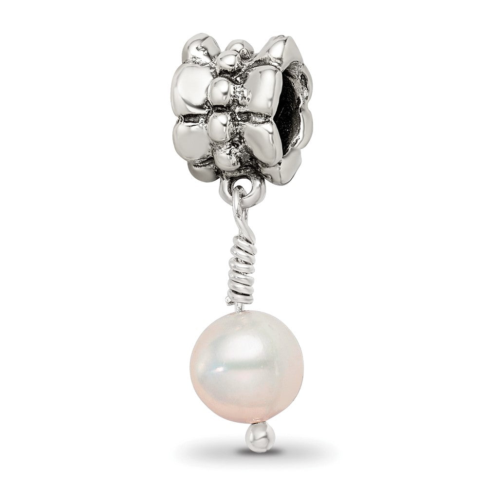 Sterling Silver Reflections Pink FW Cultured Pearl Dangle Bead, 20 x 6.36 mm