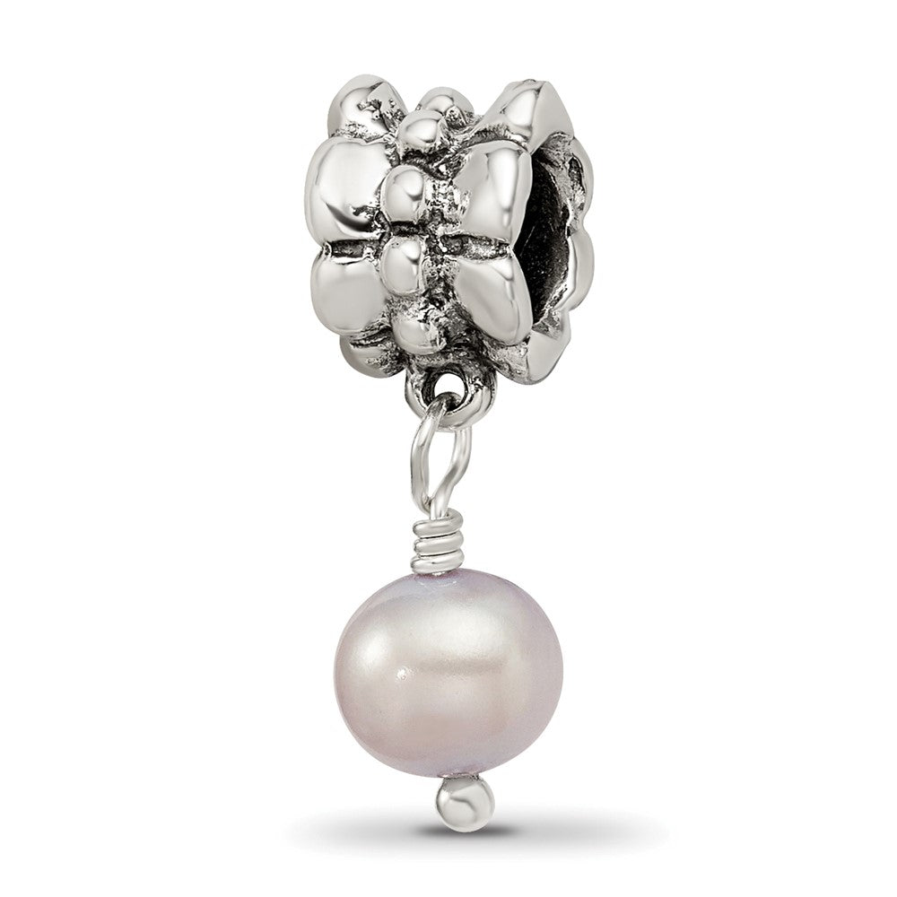 Sterling Silver Reflections Lavender FW. Cultured Pearl Dangle Bead, 20.91 x 6.36 mm