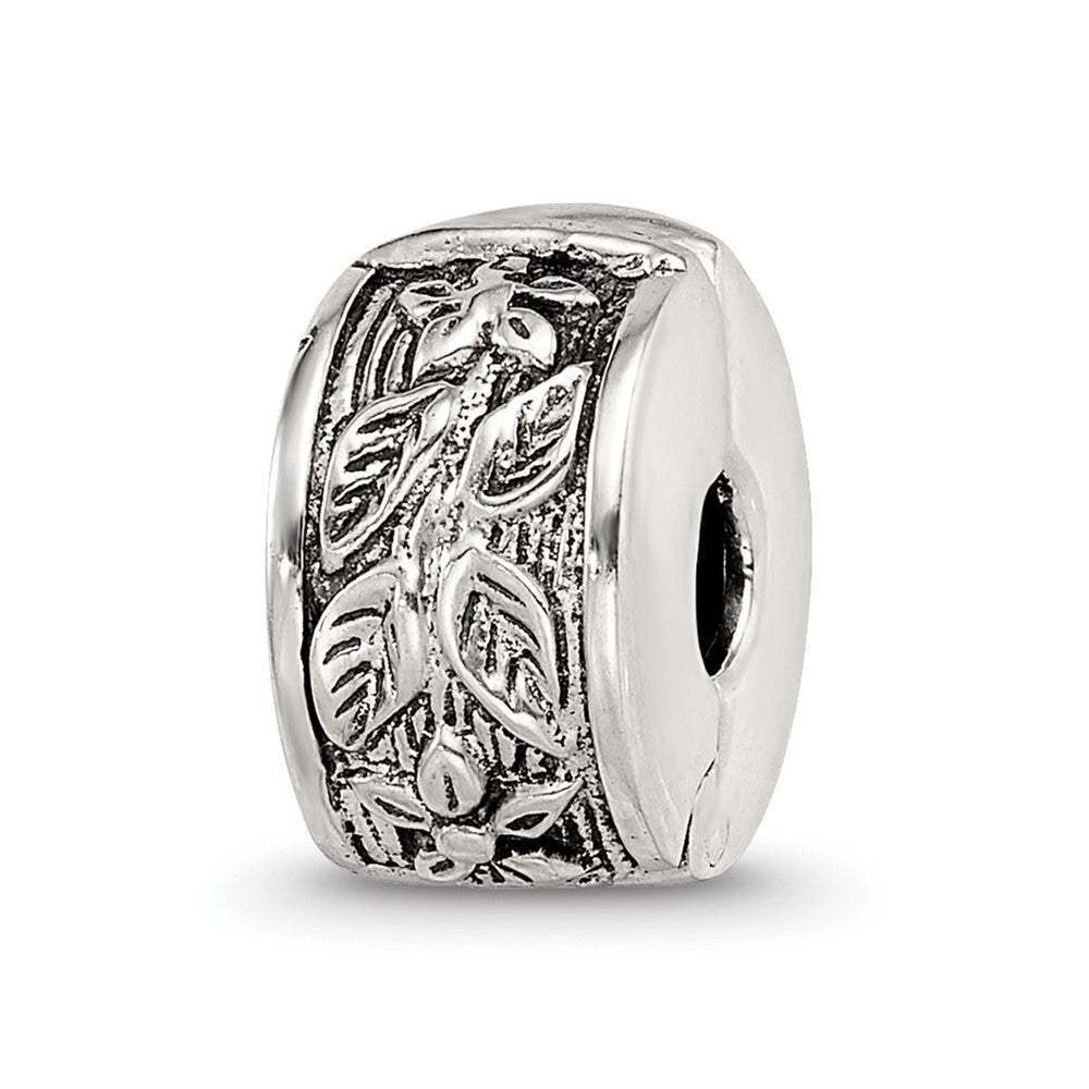 Sterling Silver Reflections Hinged Floral Clip Bead, 11.82 x 5.45 mm, 2.16 g