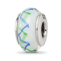 Sterling Silver Reflections Green/Blue Hand-blown Glass Bead, 13.64 x 7.27 mm, 1.17 g - ID5S9QRS11138L7