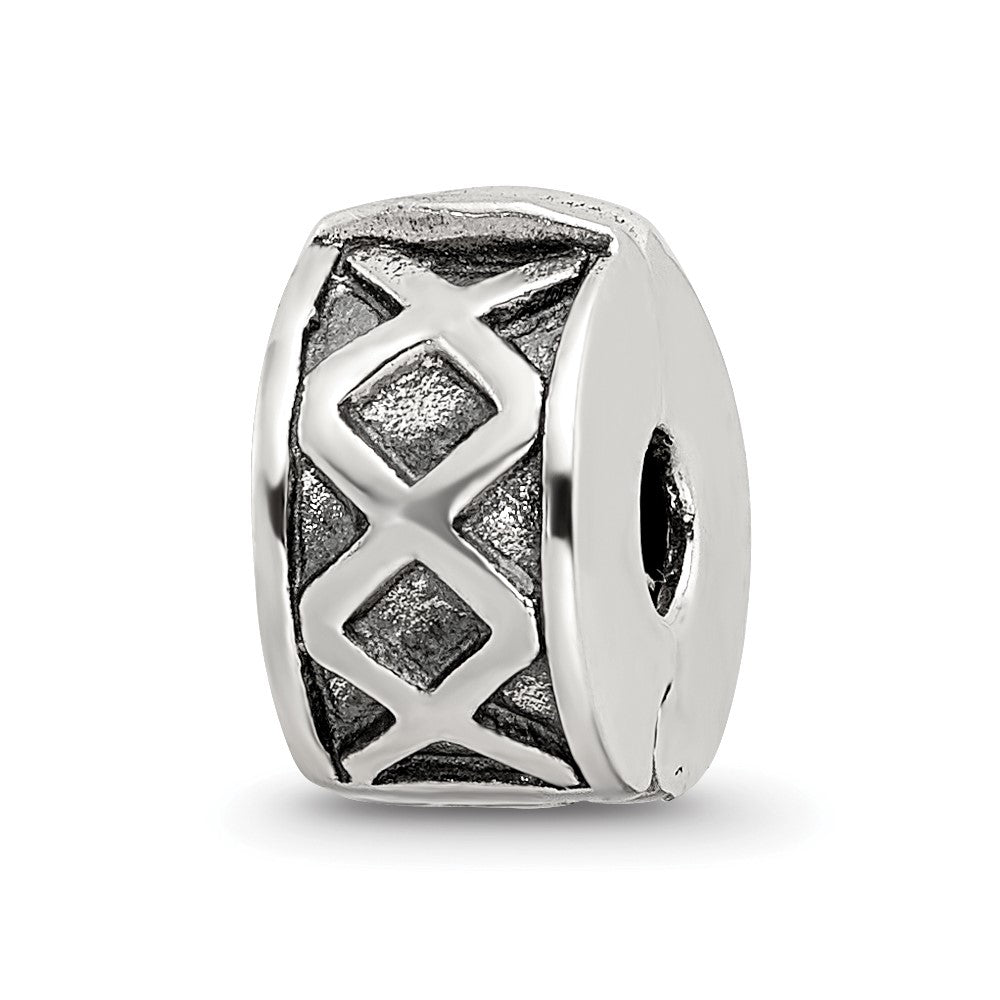 Sterling Silver Reflections Hinged X Clip Bead, 11.82 x 6.36 mm