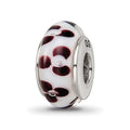 Sterling Silver Reflections Brown Floral Hand-blown Glass Bead, 13.64 x 7.27 mm