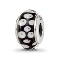 Sterling Silver Reflections Black/White Hand-blown Glass Bead, 13.64 x 7.27 mm, 1.17 g - ID5S9QRS11268L7