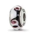 Sterling Silver Reflections Black/Grey Hand-blown Glass Bead, 13.64 x 7.27 mm, 1.17 g - ID5S9QRS11288L7