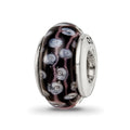 Sterling Silver Reflections Black/White Hand-blown Glass Bead, 13.64 x 7.27 mm, 1.17 g - ID5S9QRS11298L7