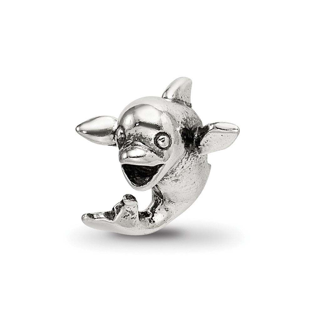 Sterling Silver Reflections Kids Dolphin Bead, 10.91 x 7.27 mm