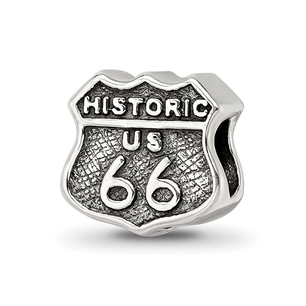 Sterling Silver Reflections Route 66 Bead, 7.27 x 8.18 mm