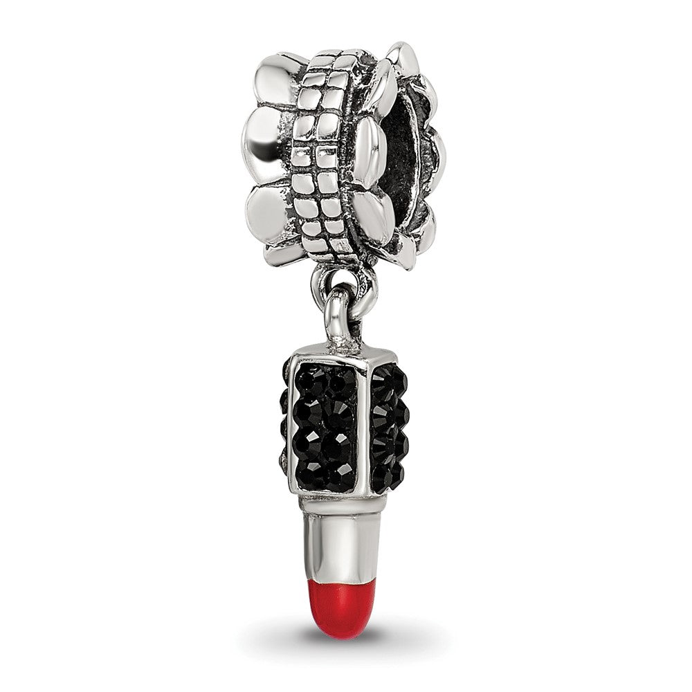 SS Reflections Red Enamel Preciosa Crystal Lipstick Dangle Bead, 24.55 x 6.36 mm