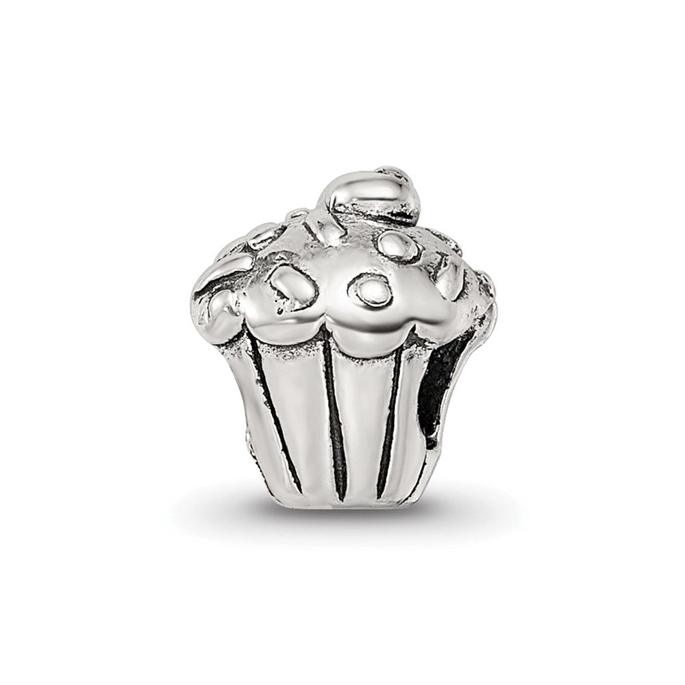 Sterling Silver Reflections Kids Cupcake Bead, 8.18 x 7.27 mm