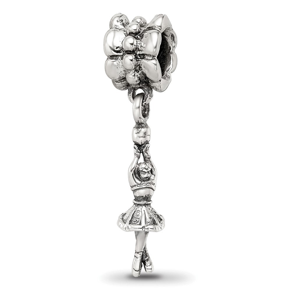 Sterling Silver Reflections Ballerina Dangle Bead, 27.27 x 6.36 mm