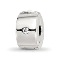 Sterling Silver Reflections Hinged CZ Clip Bead, 12.73 x 8.18 mm