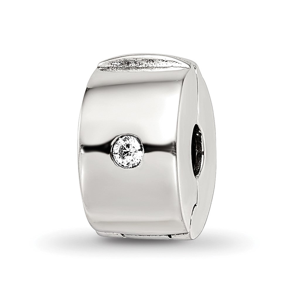 Sterling Silver Reflections Hinged CZ Clip Bead, 12.73 x 8.18 mm