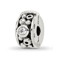 Sterling Silver Reflections Hinged CZ & Dots Clip Bead, 11.82 x 5.45 mm