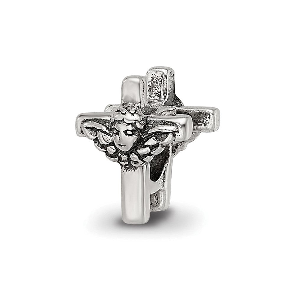 Sterling Silver Reflections Kids Angel Cross Bead, 7.27 x 6.36 mm