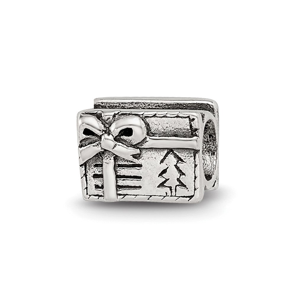 Sterling Silver Reflections Kids Christmas Present Bead, 5.45 x 7.27 mm