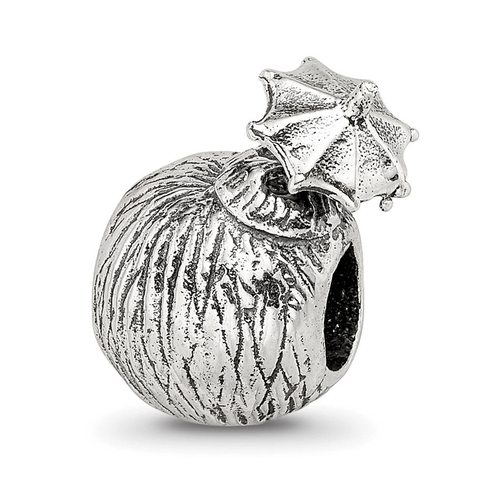 Sterling Silver Reflections Coconut Drink Bead, 13.64 x 8.18 mm