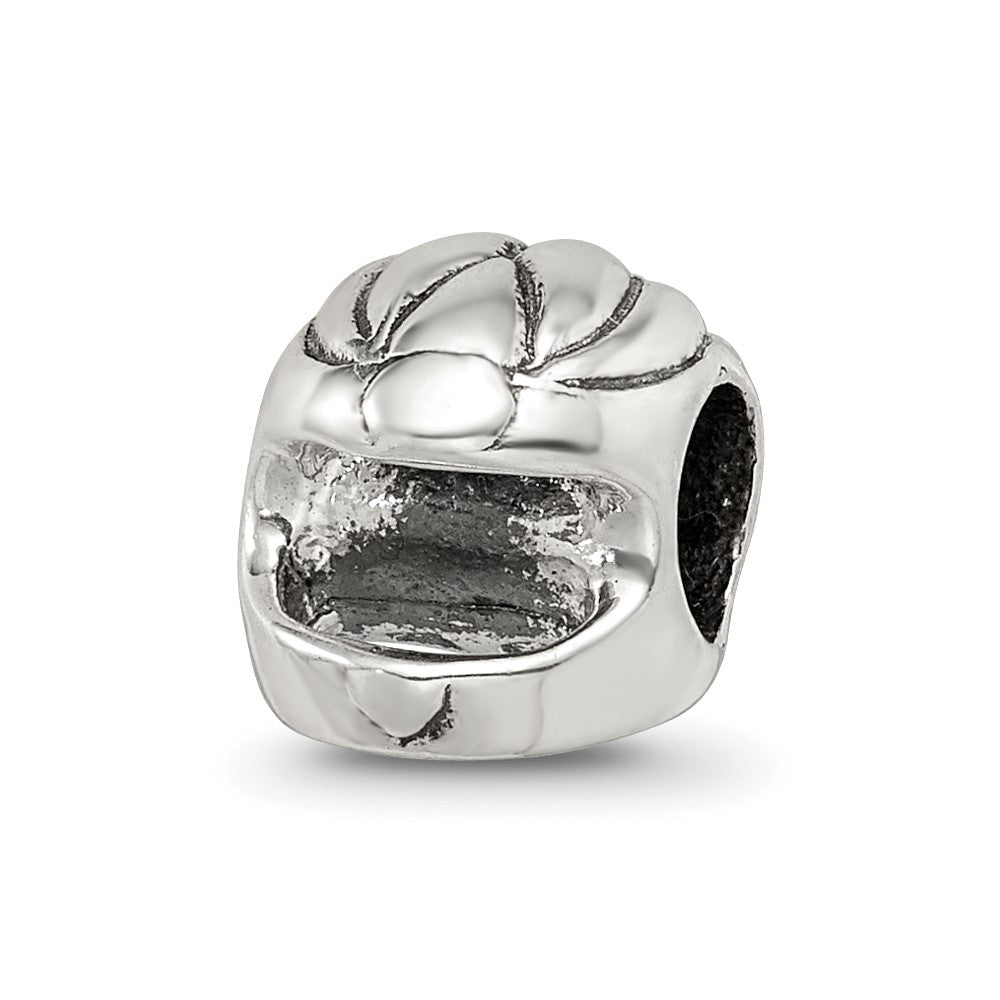 Sterling Silver Reflections Race Car Helmet Bead, 7.27 x 7.27 mm
