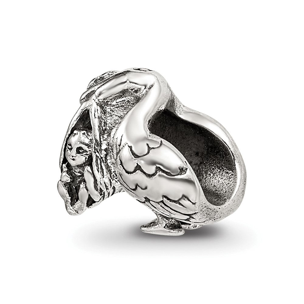 Sterling Silver Reflections Stork Bead, 8.18 x 10 mm