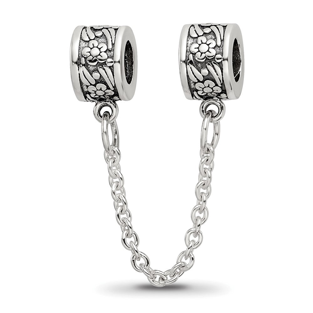 Sterling Silver Reflections Security Chain Floral Bead, 7.27 x 5.45 mm, 2.97 g