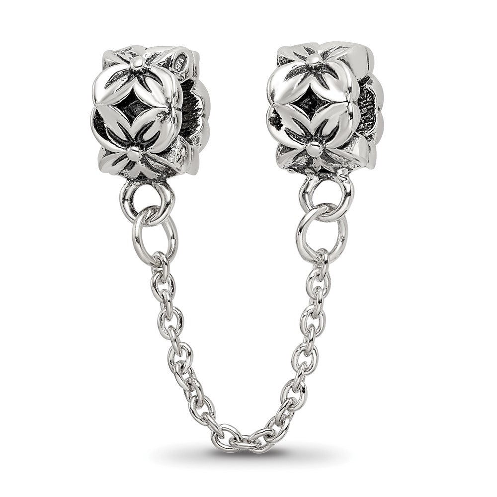 Sterling Silver Reflections Security Chain Floral Bead, 7.27 x 5.45 mm, 4.05 g