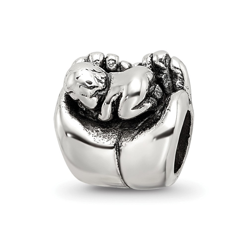 Sterling Silver Reflections Baby in Hands Bead, 9.09 x 9.09 mm