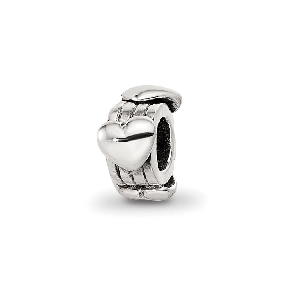 Sterling Silver Reflections Kids Hearts Bead, 6.36 x 3.64 mm