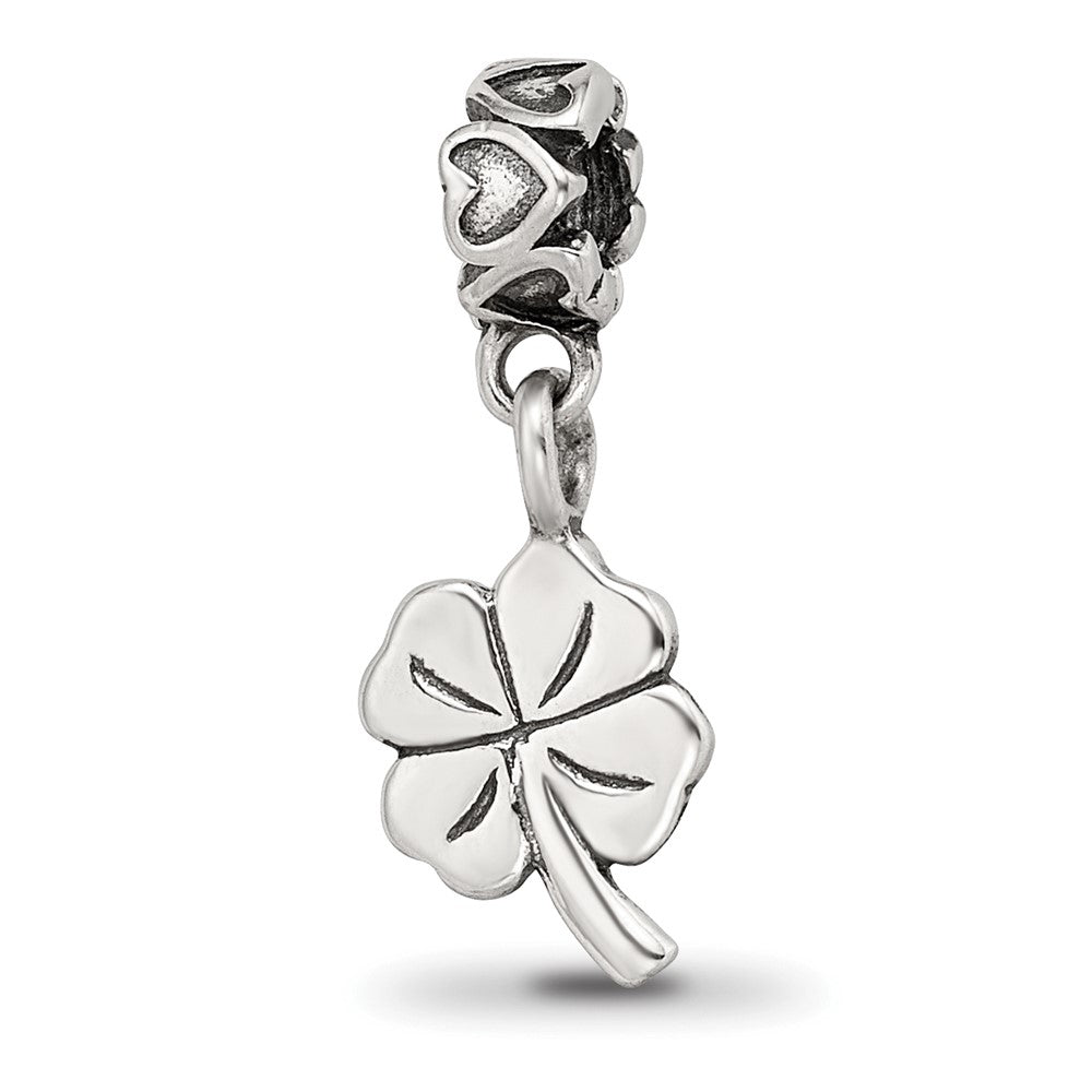 Kids Collection Sterling Silver 4-Leaf Clover Dangle Reflections Bead, 18.18 x 7.27 mm